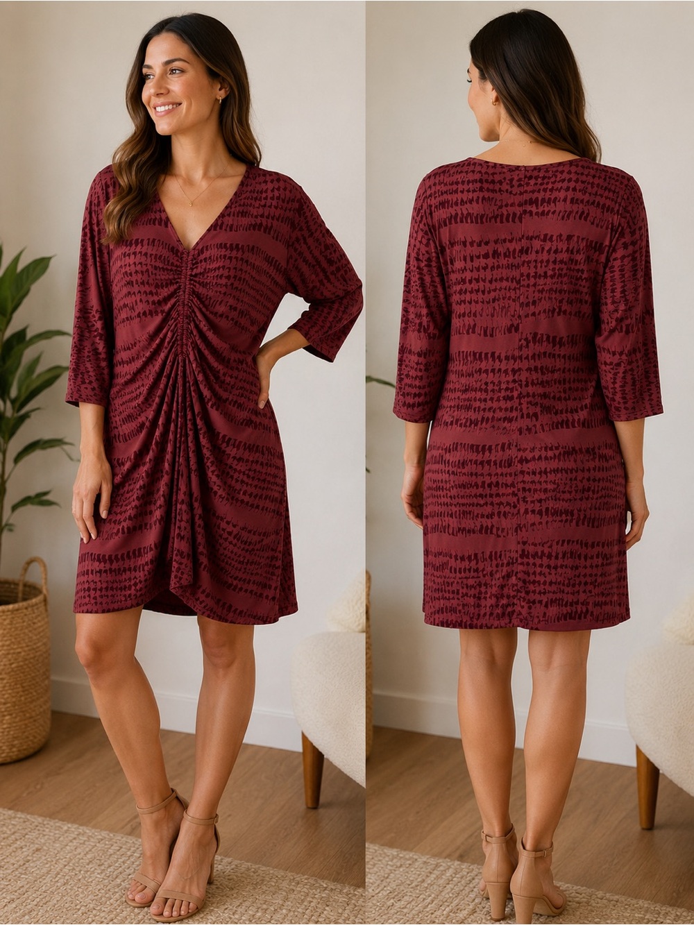 sofia by sofia vergara Rust Red Knit Top with Black Brand Label